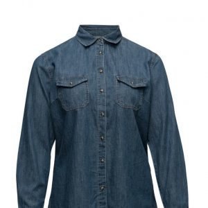 Violeta by Mango Dark Denim Shirt pitkähihainen paita