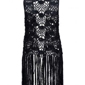 Violeta by Mango Fringed Crochet Vest liivi