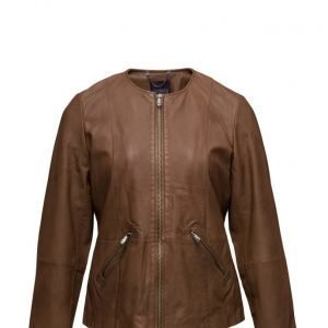 Violeta by Mango Pocket Leather Jacket nahkatakki