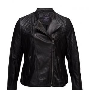 Violeta by Mango Stitched Biker Leather Jacket nahkatakki