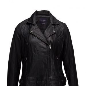 Violeta by Mango Zip-Detail Leather Biker Jacket nahkatakki