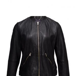 Violeta by Mango Zip Leather Jacket nahkatakki