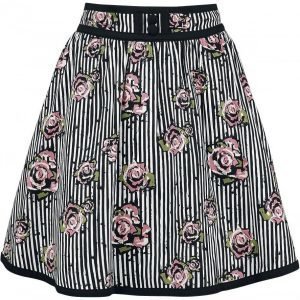 Voodoo Vixen Josephine Floral And Pinstripe Skirt Hame