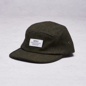 WeSC Tweed 5 panel baseball cap Forest Green