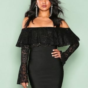 Wow Couture Flute Sleeve Off Shoulder Dress Kotelomekko Black