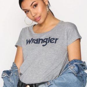 Wrangler Logo Tee Mid Grey Logo T-Paita Grey